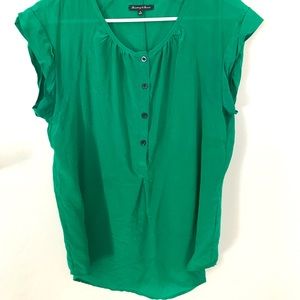 Emerald green silk Madewell blouse